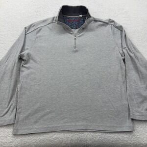 Robert Graham Mens Gray Classic Fit Quarter Zip Long Sleeve Pullover Shirt L